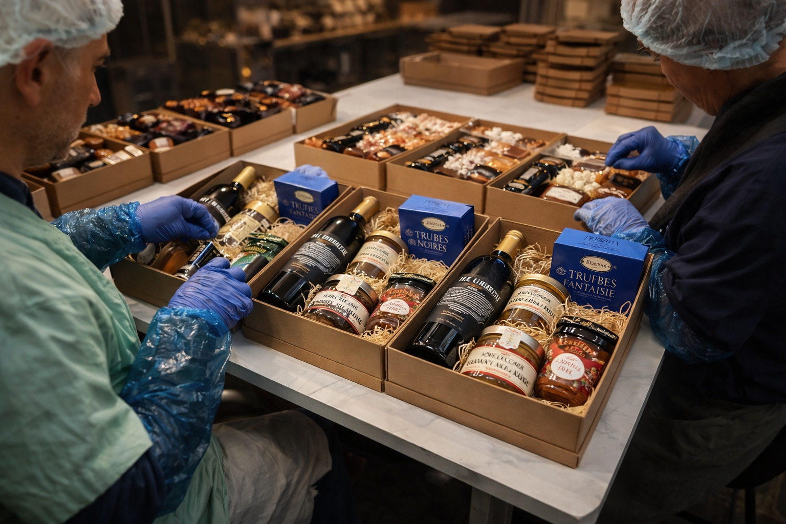 Atelier de préparation des coffrets gourmands