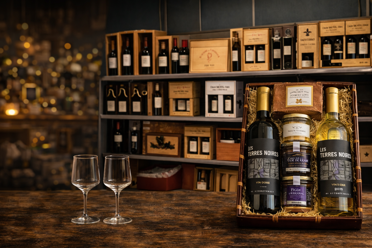 Coffrets gourmands et vins raffinés