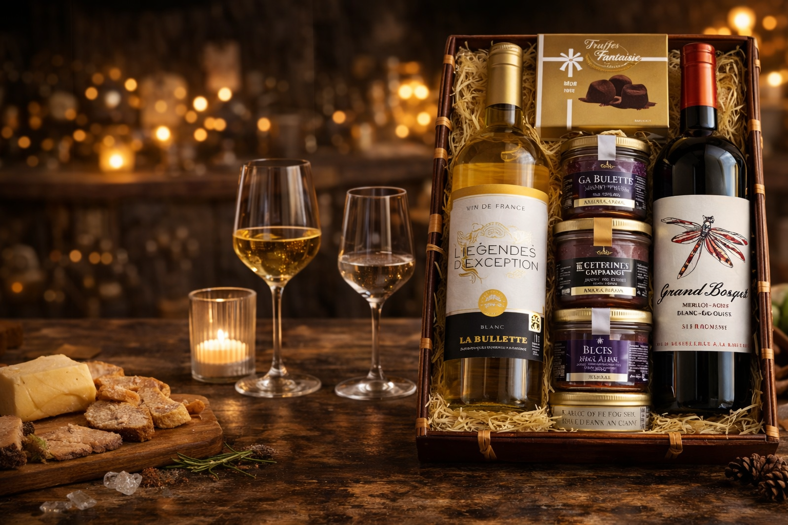 Panier gourmand dans une ambiance festive