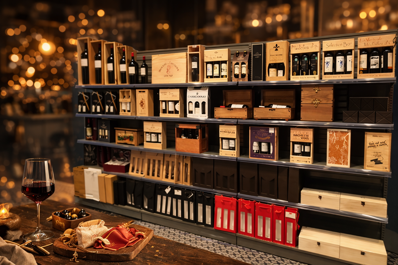 Vitrine de cadeaux de vin élégante